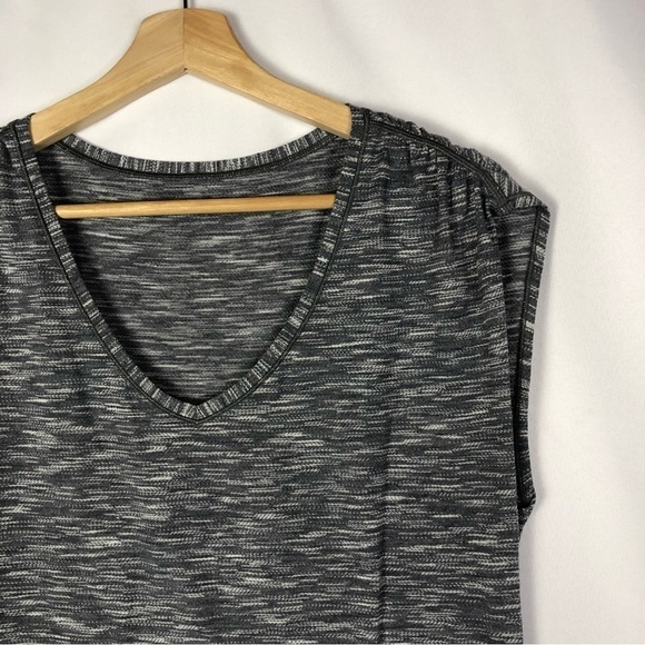 Lululemon Sweat Times Heathered Black V-Neck Short Sleeve Athletic Top 4 - Picture 5 of 5
